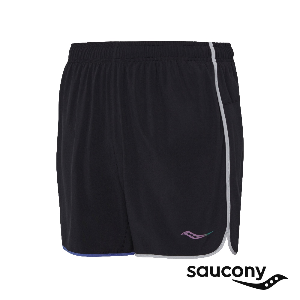【SAUCONY】5吋跑褲/男 服飾 原廠貨 DASH 5" SHORT-黑色