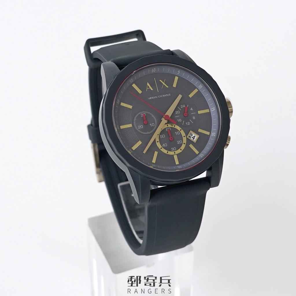 [現貨] Armani Exchange AX 男用 金色錶針三眼錶面矽膠錶帶手錶