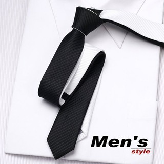 領帶家族 新款韓版窄領帶 4cm雙色領帶(黑白34-17)