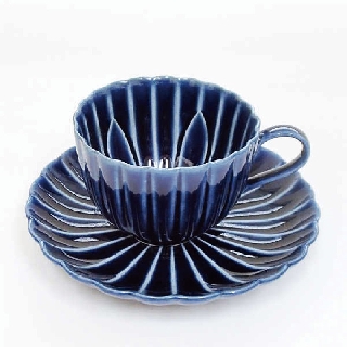 【臺北實體店】美濃燒 小兵窯 茄子紺/墨綠 咖啡杯盤組 花茶杯