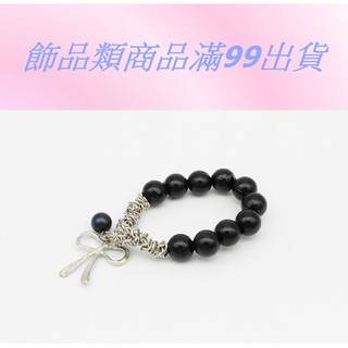 韓版現貨淑女珍珠蝴蝶結手鍊 黑珠銀蝴蝶.
