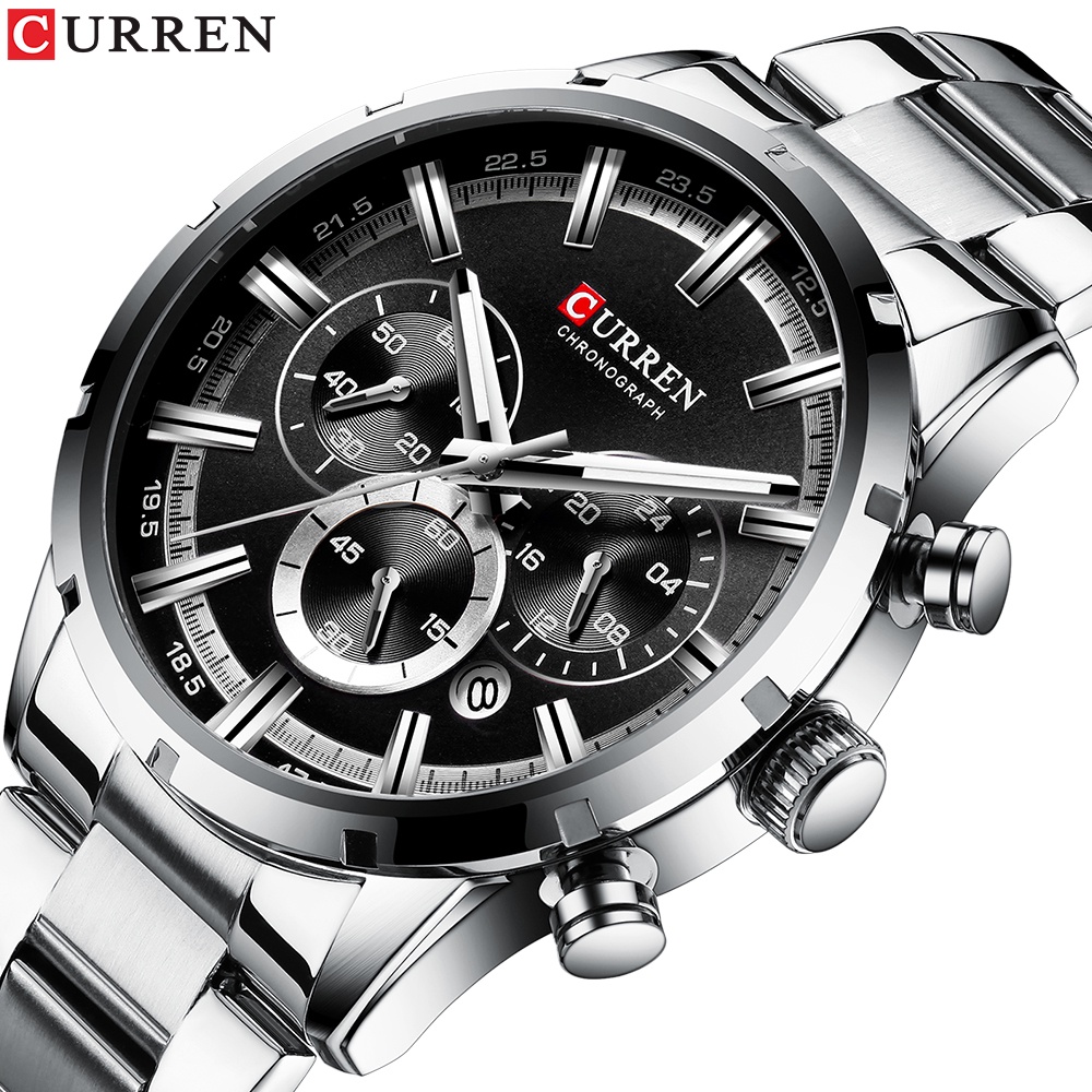 Curren 8355 Karion新品男士手錶防水石英鋼手鍊六針日曆男士手錶