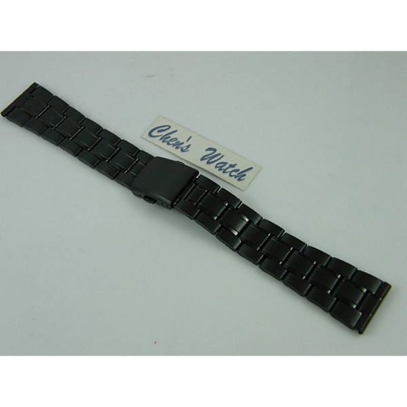 錶帶屋  12mm 14mm 16mm 18mm 20mm 平頭pvd黑色不銹鋼替代各式相容原廠錶帶