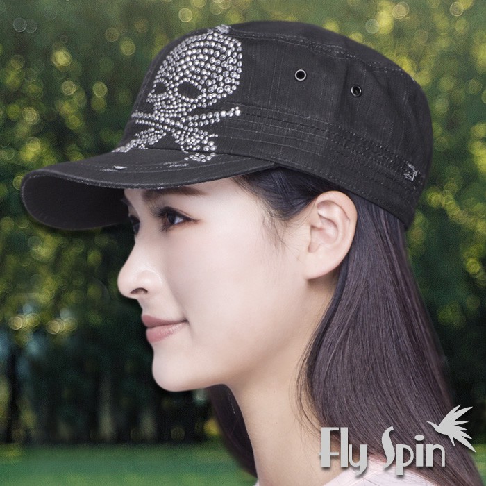抗UV骷髏頭燙鑽軍人帽/軍帽13SS-W064
