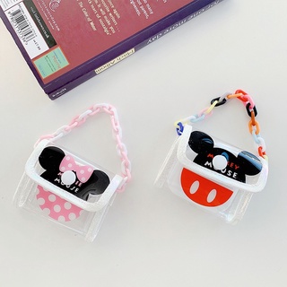 臺灣現貨🔥適用AirPods1 AirPods2 AirPods Pro 透明保護套 米奇 米妮 附手提鍊或斜背繩