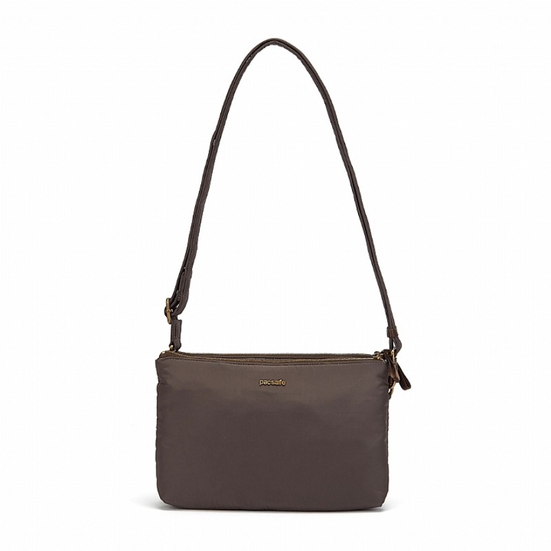 澳洲Pacsafe旅用安全包 (PF20630-Mocha) StyleSafe Crossbody 雙拉鍊防盜斜背包(