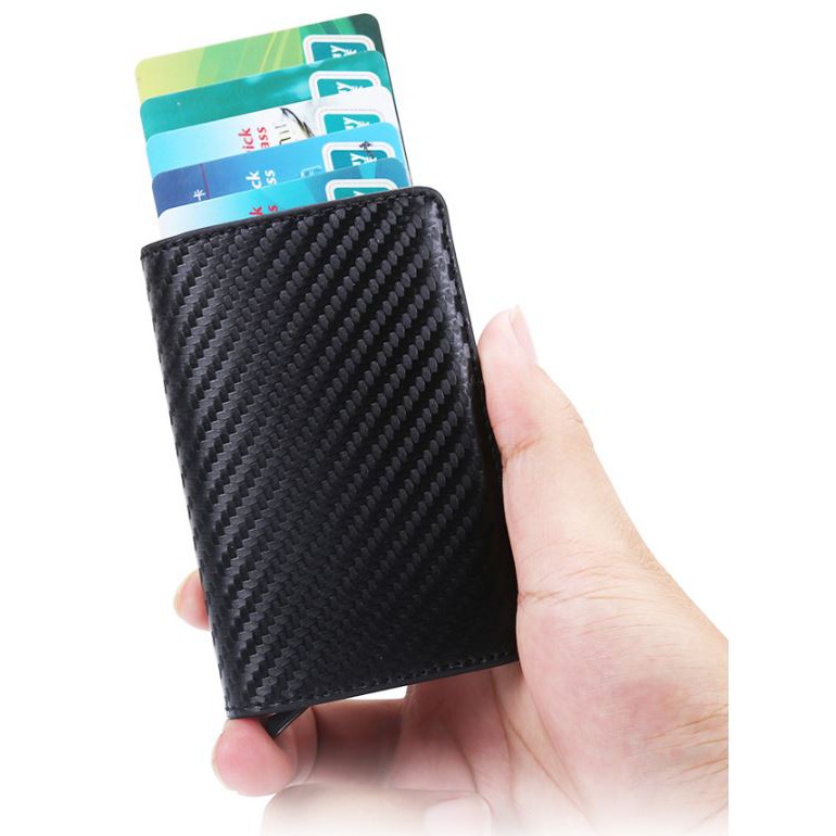沛恩精品 多功能商務信用卡盒 防磁防盜銀行卡盒 卡包 卡夾  碳纖維紋路設計卡包 信用卡套 信用卡收納
