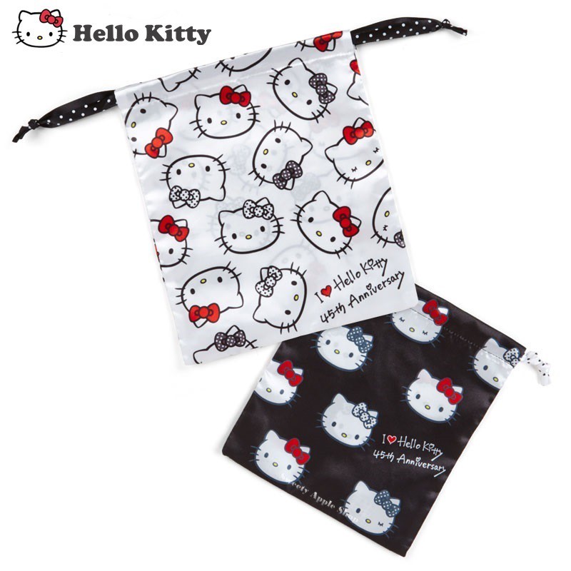 三麗鷗【 SAS日本限定 】凱蒂貓 ( I Love Hello Kitty ) 45th  束口袋 2入套組