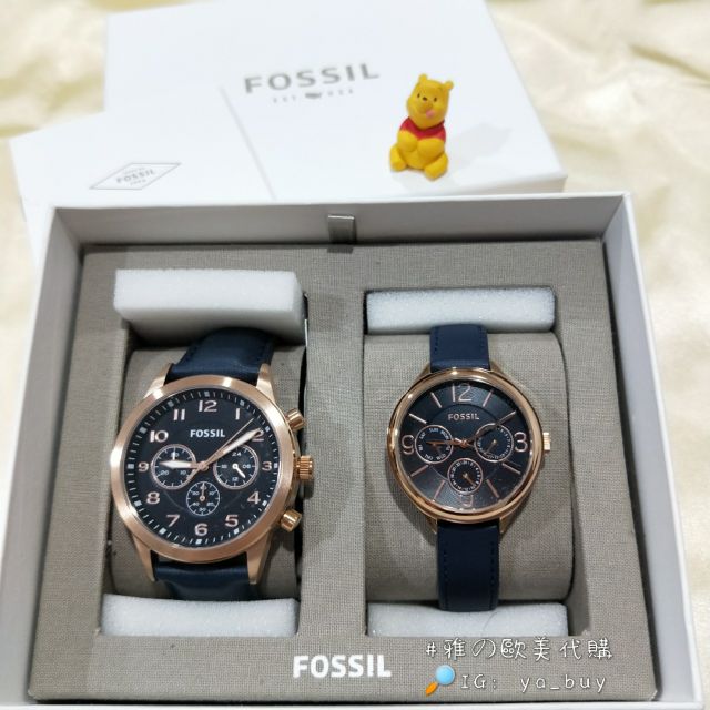現貨🐯歐美代購 FOSSIL情侶對錶 正品保證 深藍錶帶