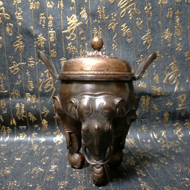 【雄獅藝品】仿大明宣德年製~大象三足銅爐~純銅厚重，做工精美，質感精美，傳家寶物，敬神禮佛盛品