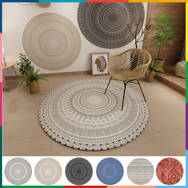 圓形地毯高品質北歐地毯ins圓形地毯輕奢藝術地毯印度風格客廳地毯家用床頭沙發地毯地墊榻榻米地毯宜家家居