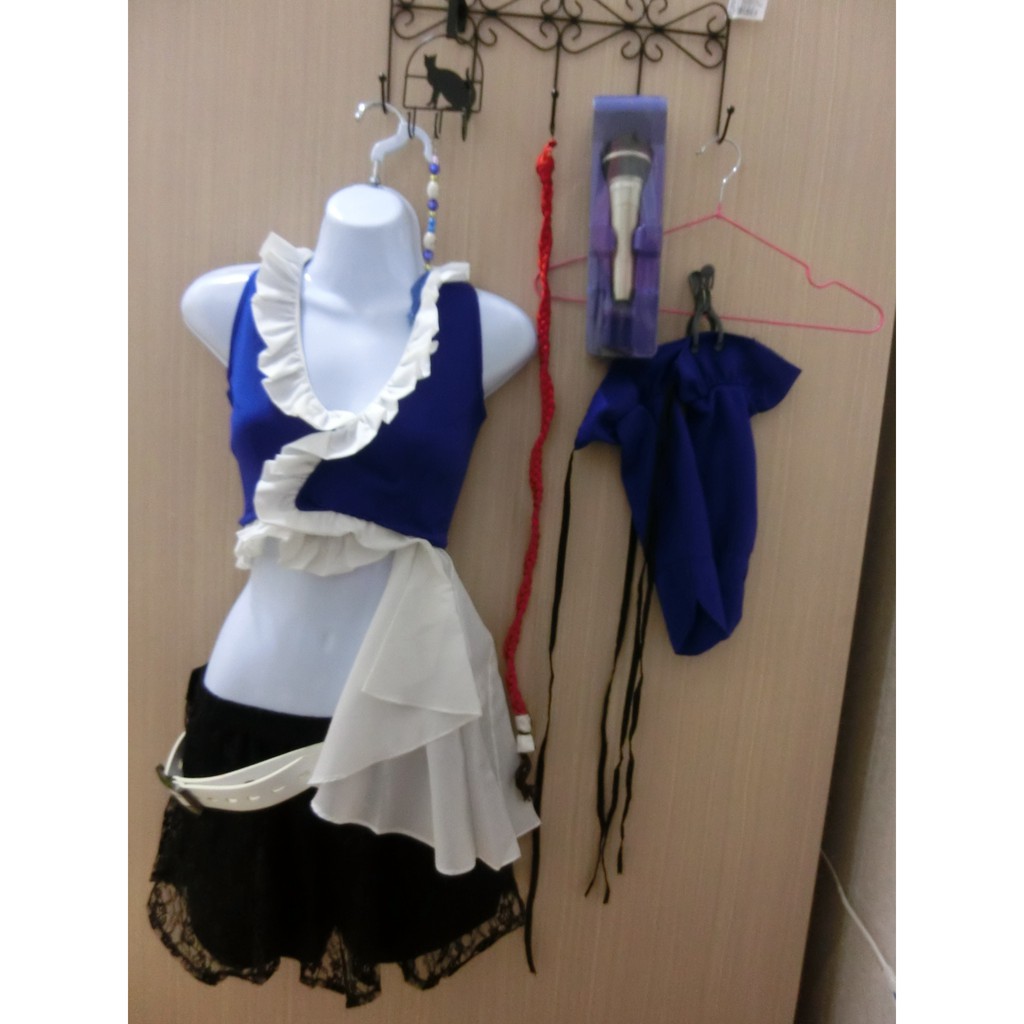 二手出清 整套包了 Cosplay Ffx太空戰士歌姬優娜包含衣服裙子袖套送麥克風 後面的辮子 手做耳環 白色皮帶 蝦皮購物