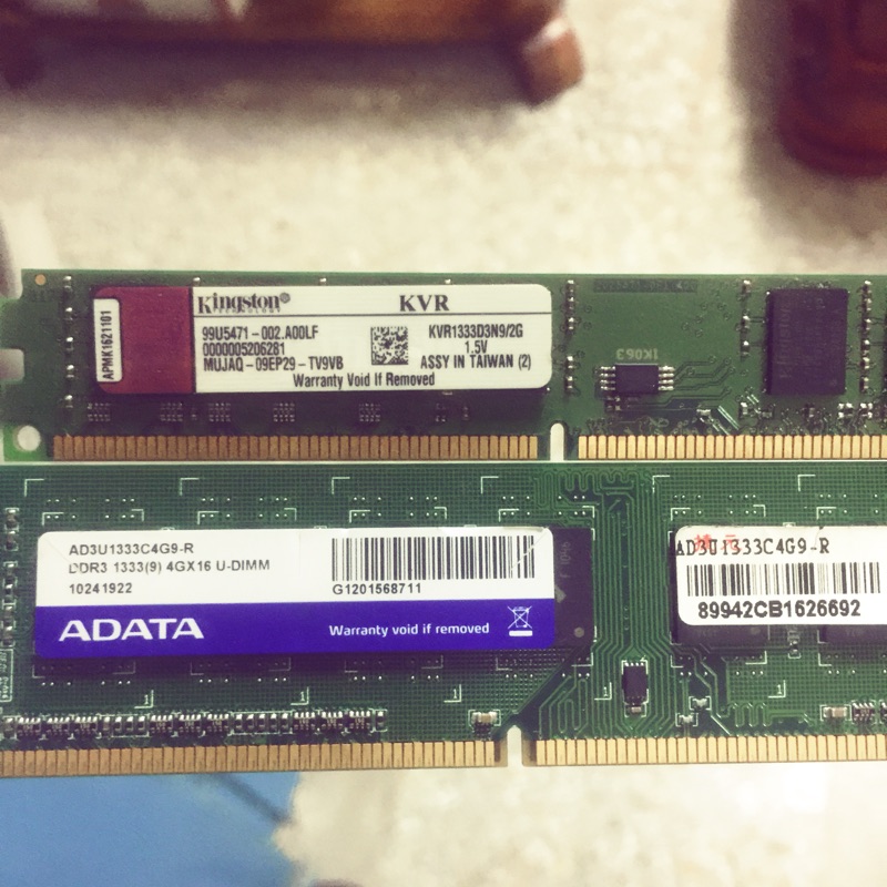 桌電記憶體 DDR3 ADATA 4G 金斯頓 2G 合賣