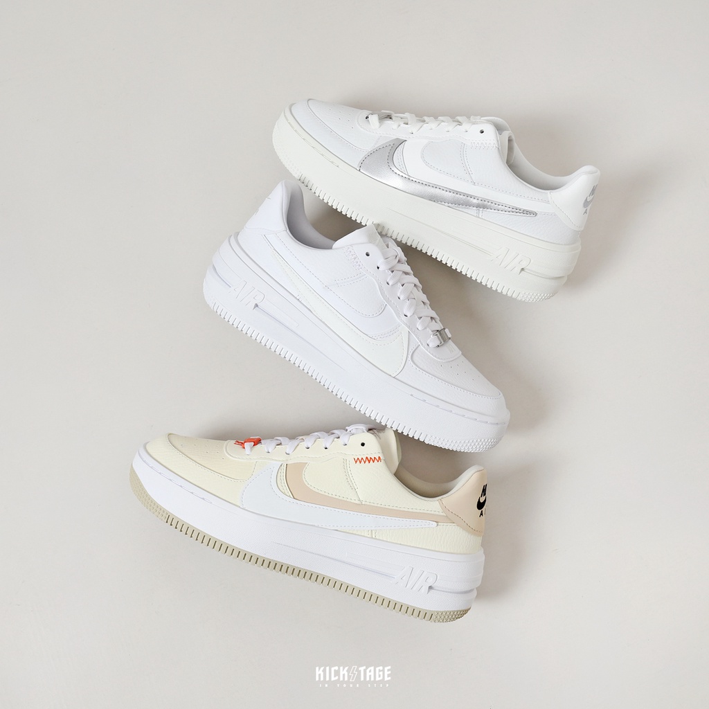 NIKE AIR FORCE 1 PLT.AF.ORM 全白 白銀 奶茶 厚底 女鞋 AF1【DJ9946-100】