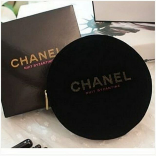 🎀 Chanel  VIP專櫃贈品 絲絨圓形化妝包·收納包