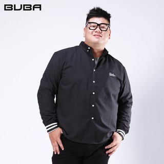 【BUBA】大尺碼加大黑色羅紋袖口牛津長袖襯衫外套2L-5L 街頭時尚 現貨實拍 超取免運12302-88