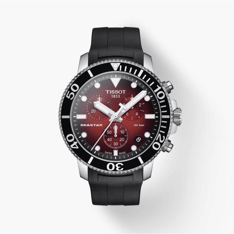 TISSOT 天梭 Seastar 海星300米潛水計時腕錶(T1204171742100)漸層紅
