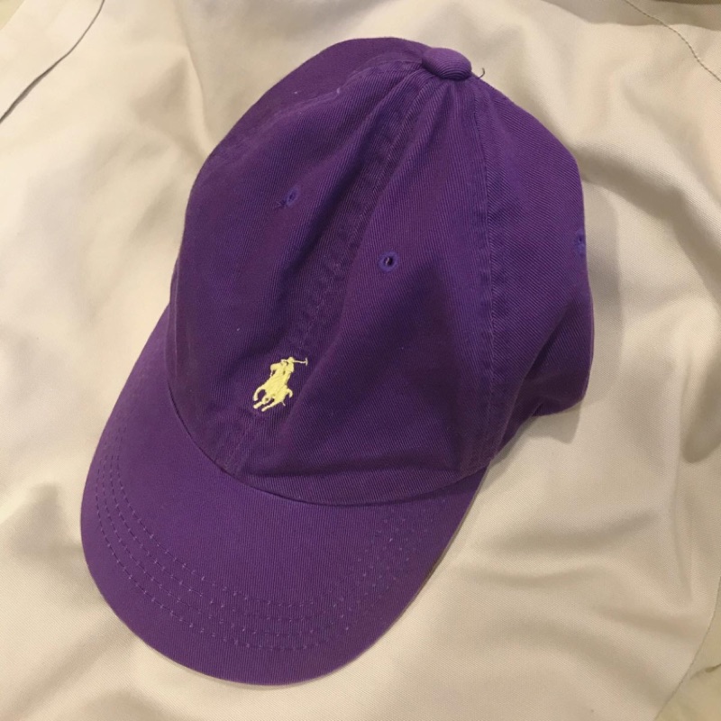 古著 POLO 老帽 紫色黃字 刺繡 logo Polo Ralph Lauren