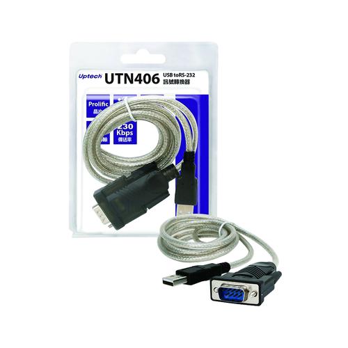Uptech 登昌恆 UTN406 USB to RS-232 訊號傳輸線 訊號轉換器 1.3M 綠風潮