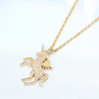 【巧品珠寶】18K 黃金 獨角獸 造型設計款 鑽石項鍊