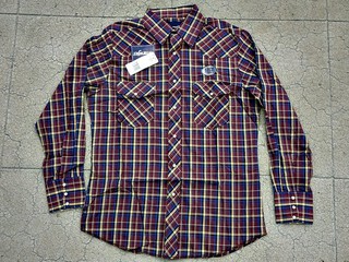 西方不敗全新美國Wrangler 藍哥經典西部格紋襯衫 長袖襯衫 西部襯衫 西部剪裁 珍珠按扣 紫格紋 M號
