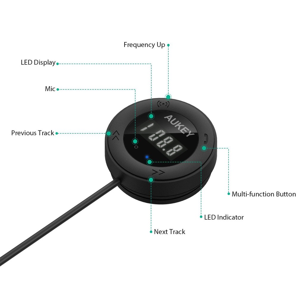德國aukey 汽車音響藍牙接收器藍芽音樂傳輸器mp3 車用藍芽免持aux In 蝦皮購物