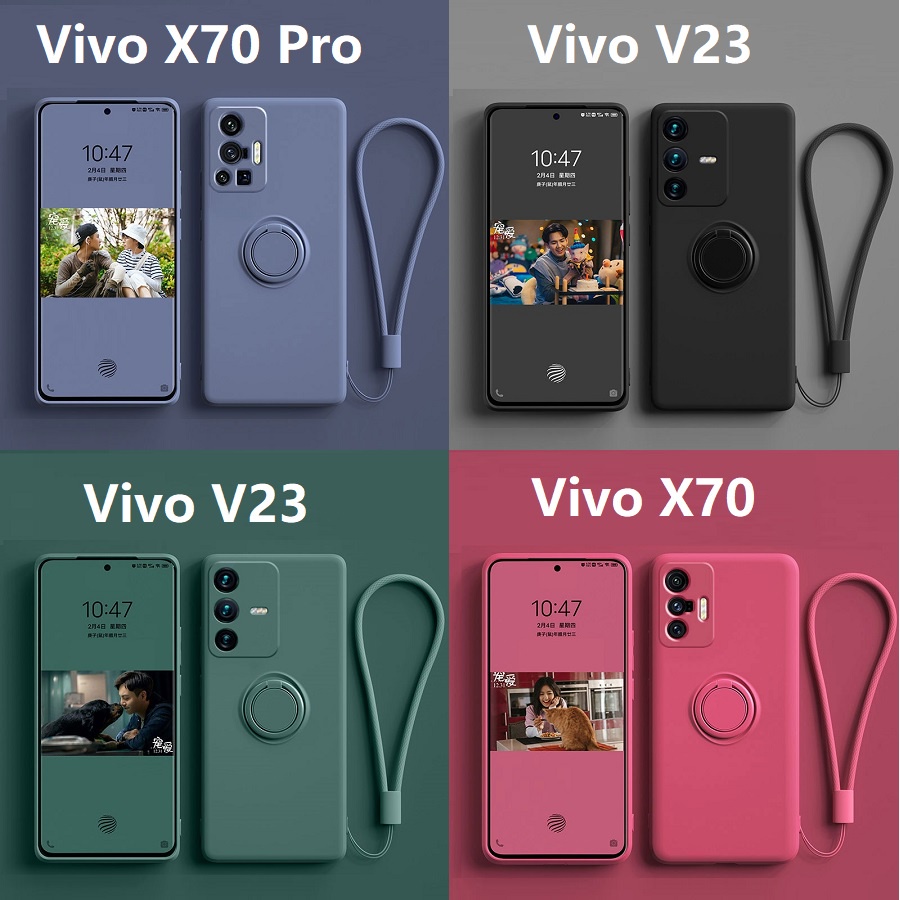 全包鏡頭指環支架Vivo V23e V23手機殼Vivo X60 X70 Pro矽膠手機殼Vivo V23保護殼