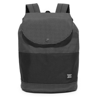 Herschel Supply Reid 大型 黑色 白線 格紋 帆布 防潑水 束口 磁扣 圓筒 後背包 [現貨]