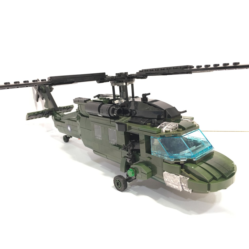 【樂磚MOC】個人創作積木 中華民國陸軍航空特戰部隊 UH-60M黑鷹直升機 台灣 軍事 非樂高 相容LEGO