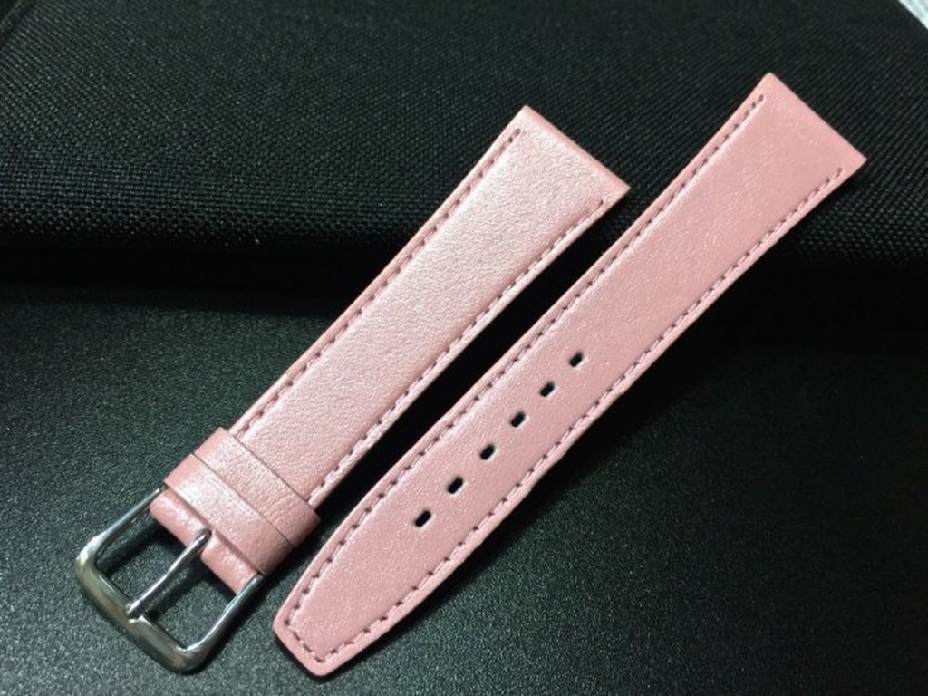 20mm超值真皮面製各色錶帶,可替代各式原廠20mm錶帶,粉紅色全平面