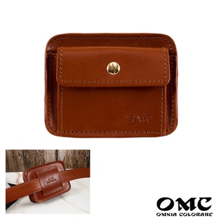 【OMC】義大利植鞣革口袋款迷你牛皮腰掛包(棕色)