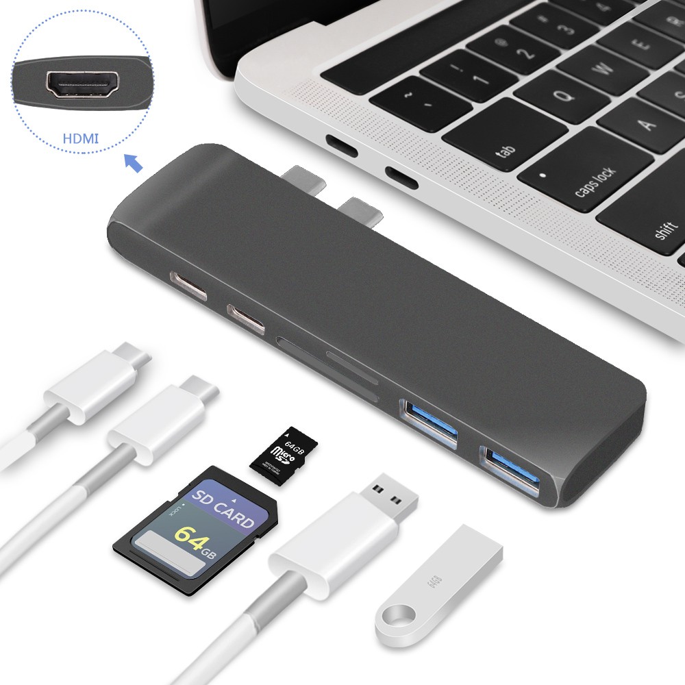 7合1 Type-C 轉換器  MacBook Pro Type C USB 3.0 SD TF卡槽 HUB HDMI