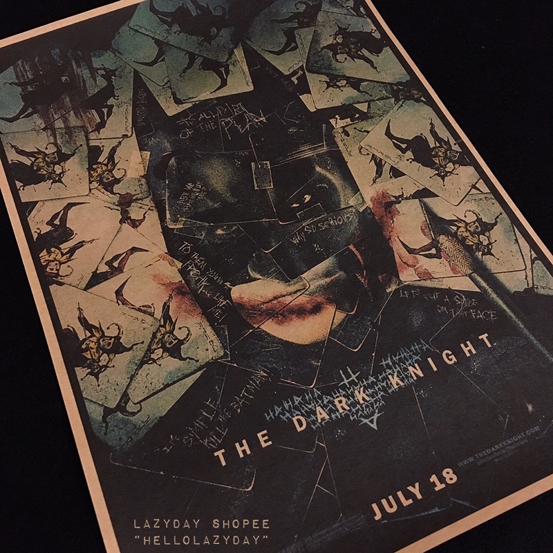任選自己搭配買5張送2張《LAZYDAY VINTAGE SHOP》蝙蝠俠小丑黑暗騎士諾蘭復古懷舊電影海報牛皮紙裝飾佈置