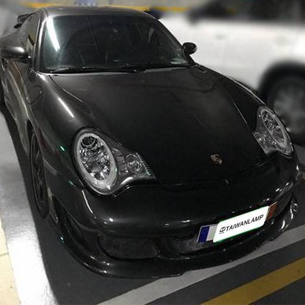 台灣之光車燈 全新Porsche保時捷911 996 Turbo 類991新款改裝黑底HID大燈組台灣外銷品