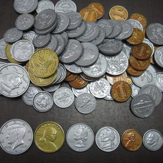 【愛玩耍玩具屋】USL遊思樂 錢幣 / 代幣 / 綜合美金硬幣模型(98pcs) / 袋