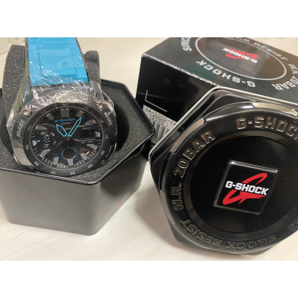 現貨 casio ga-2000-1a2 雙顯 計時 防水200米 運動衝浪 橡膠手錶 黑藍色 46mm