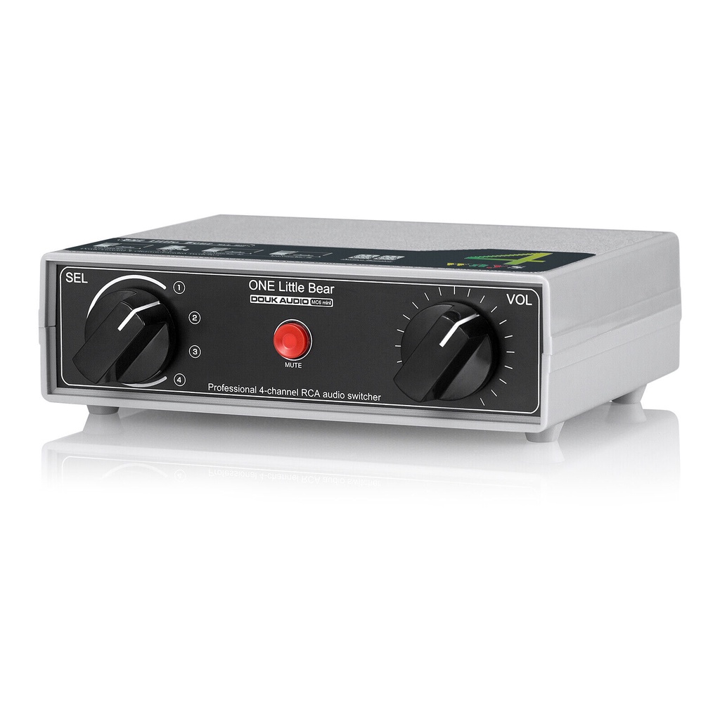 Douk Audio MC6 迷你 4 路模擬 RCA 立體聲音頻切換器分配器 + 音量控制無源前置放大器