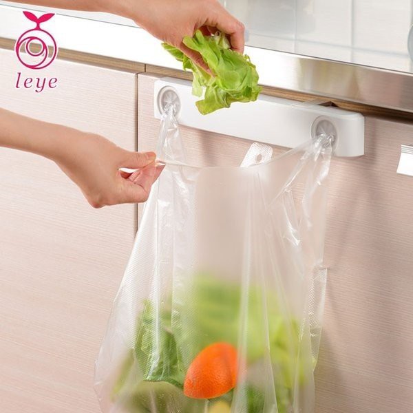 現貨💗日本製 Leye 垃圾袋夾 不佔空間 廚房吸掛2用 抹布架 按壓式垃圾袋架