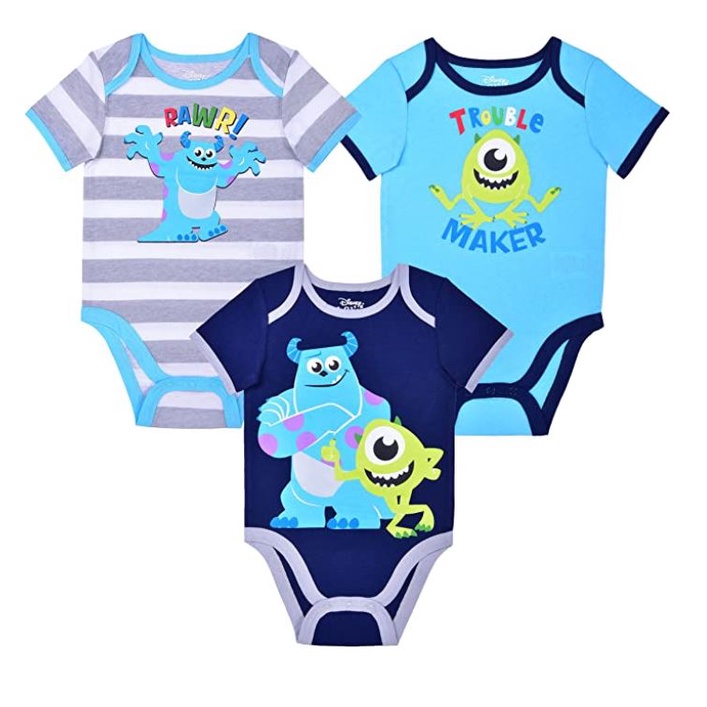 C❤️正版❤️美國迪士尼 嬰兒  男童 嬰兒 包屁衣 新生兒 衣服 短袖 五件組 Monsters 毛怪 怪獸大學