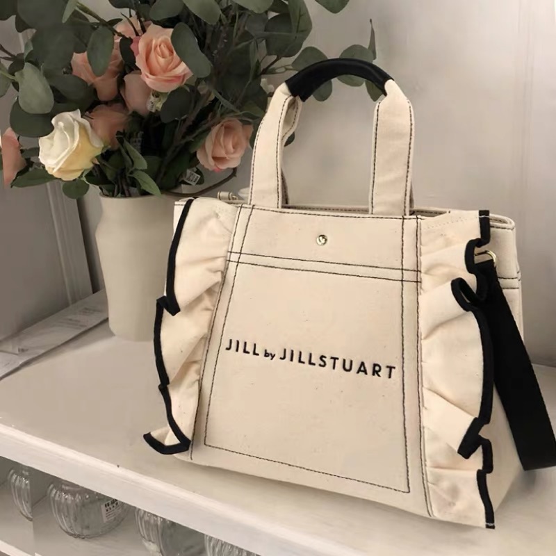 限量現貨 日本jill By Jillstuart 甜美荷葉邊帆布拖特包 購物包 肩揹包 斜揹背 手提包 蝦皮購物