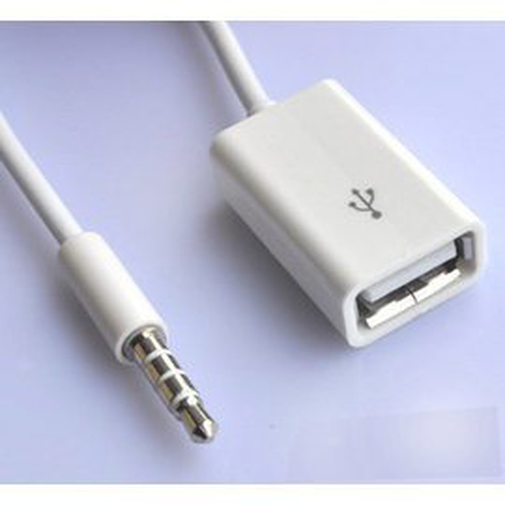 Usb母頭 3 5mm公硬碟接12v汽車 Cd Player Aux Mp3 音源線 轉接線 訊號線 白 蝦皮購物