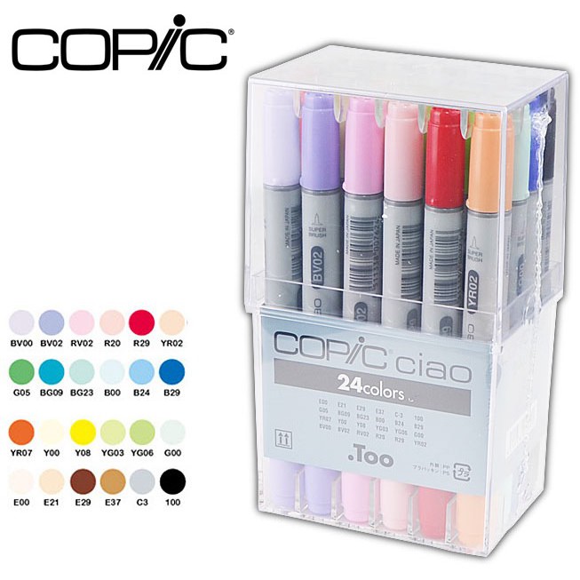 ‼️全新正品‼️ 日本官方Too Copic 第三代 Ciao 圓桿 24色套裝-基本色系 酒精麥克筆