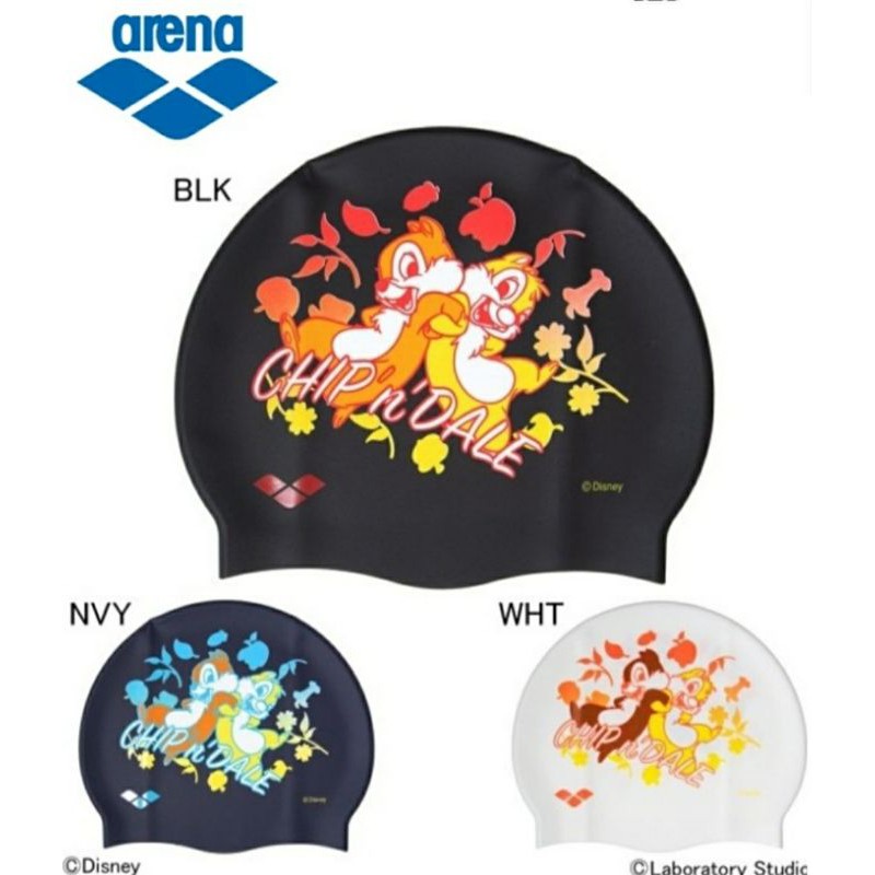 （黑色）現貨日本進口arena 迪士尼奇奇蒂蒂矽膠泳帽 DIS-8362-BLK