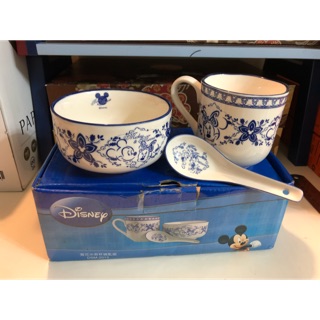 迪士尼 Disney 米奇 mickey 米妮 Minnie 青花瓷 杯碗匙組 馬克杯 陶瓷杯 水杯 杯子 湯匙 湯碗