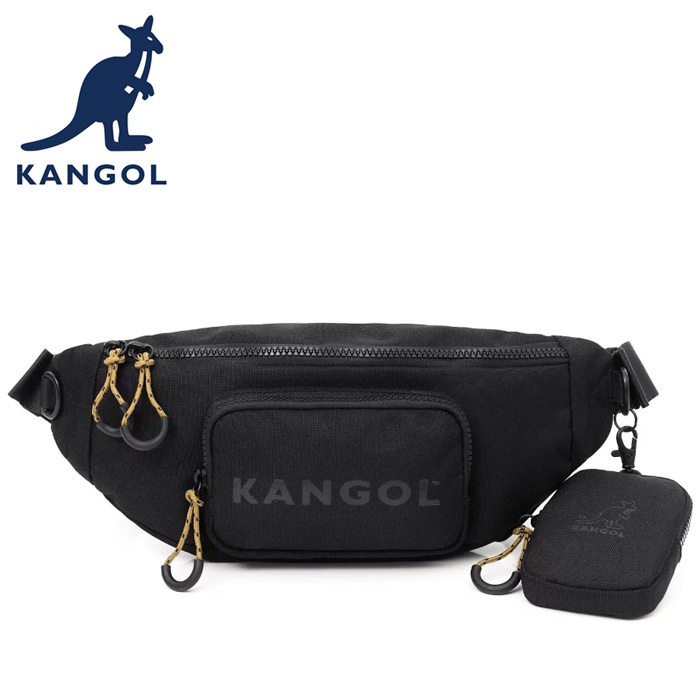 KANGOL 英國袋鼠 腰包 61551780 胸前包 黑色 卡其