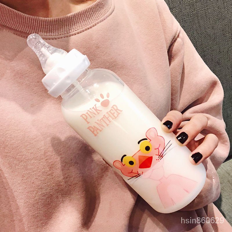 優質韓國創意可愛水杯奶嘴吸管玻璃杯女便攜隨手成人奶瓶大人學生杯子