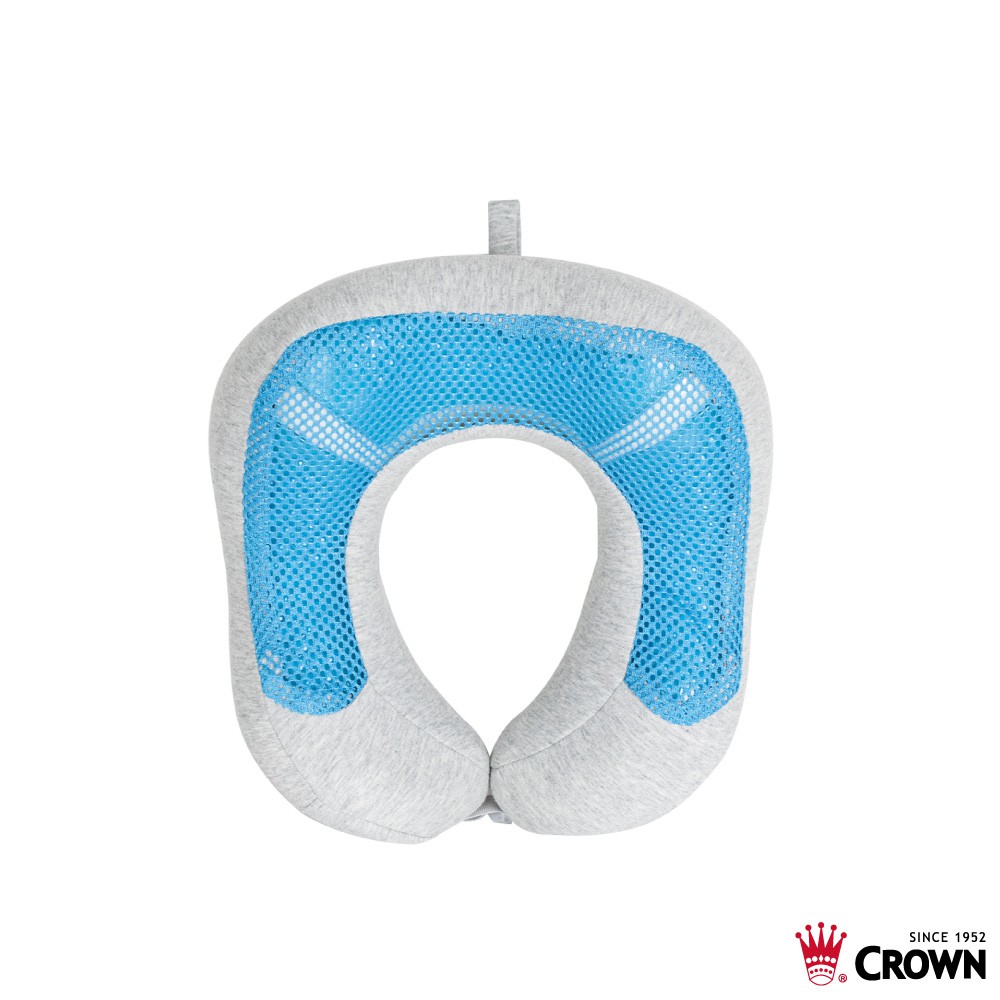 【CROWN】C-5214 涼感水凝膠記憶棉枕 飛機頸枕 頸枕 記憶棉枕｜趣買購物旅遊生活館