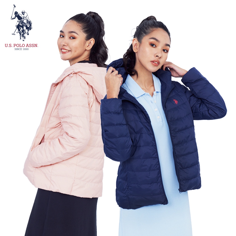 【U.S. POLO ASSN.】女款小馬羽絨外套-純白/粉色/淺藍/藏藍 US POLO