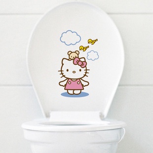 Hello Kitty【可愛家】衛生間貼紙DIY貼傢俱裝飾 卡通創意 衛生間坐便器 裝飾牆貼 馬桶貼浴室用品 居家裝飾