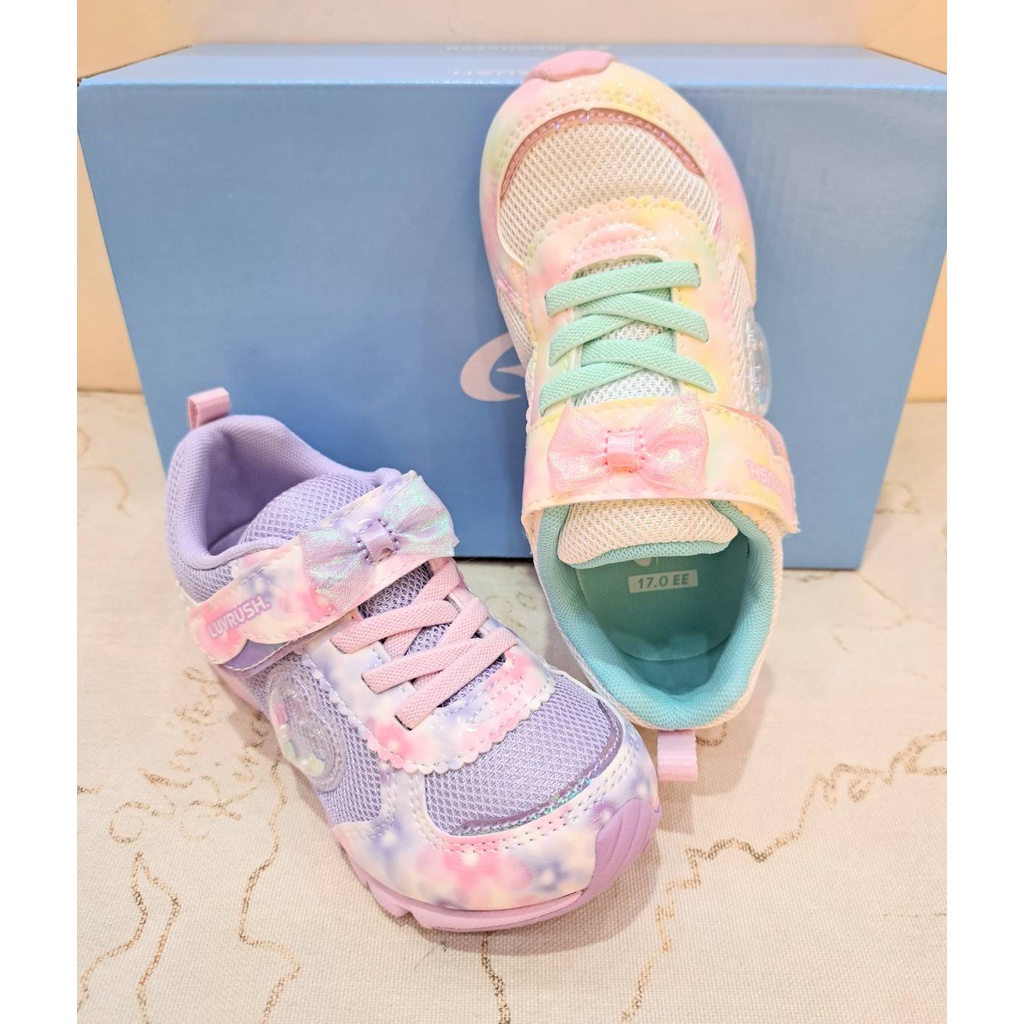 MOONSTAR 女童2E寬楦 LV渲染系列 機能運動鞋(大童中段) 11011白粉 11017紫
